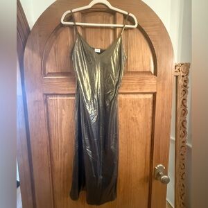 Wilfred Aritzia Gold Metallic Slip Dress